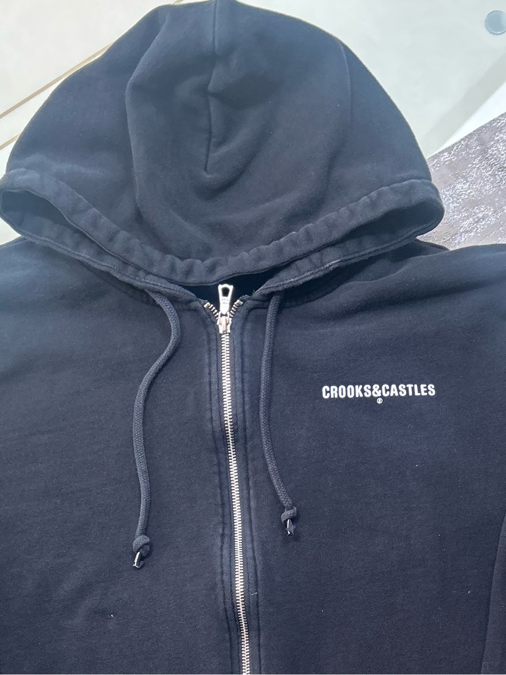 Crooks & Castles Black Zip-Up Hoodie with Logo